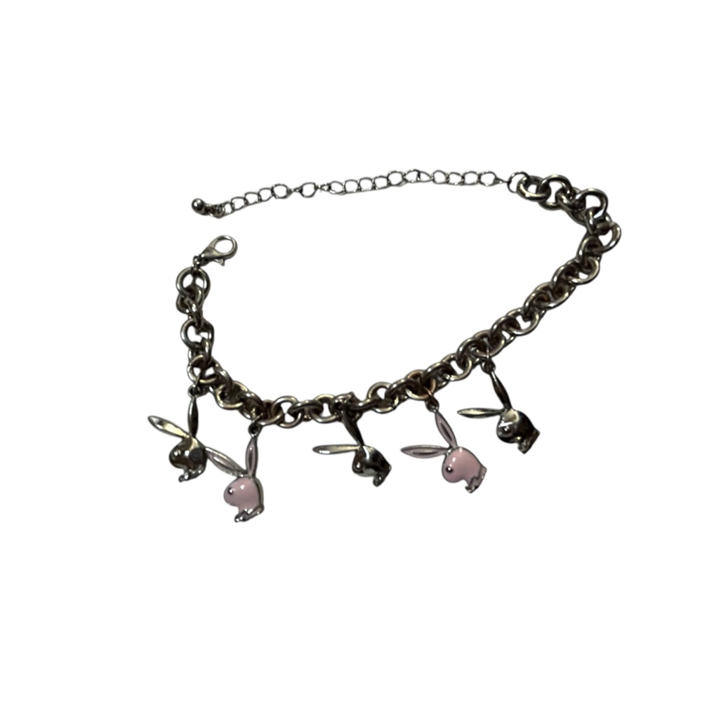 PLAYBOY Silver and Pink Ankle Bracelet